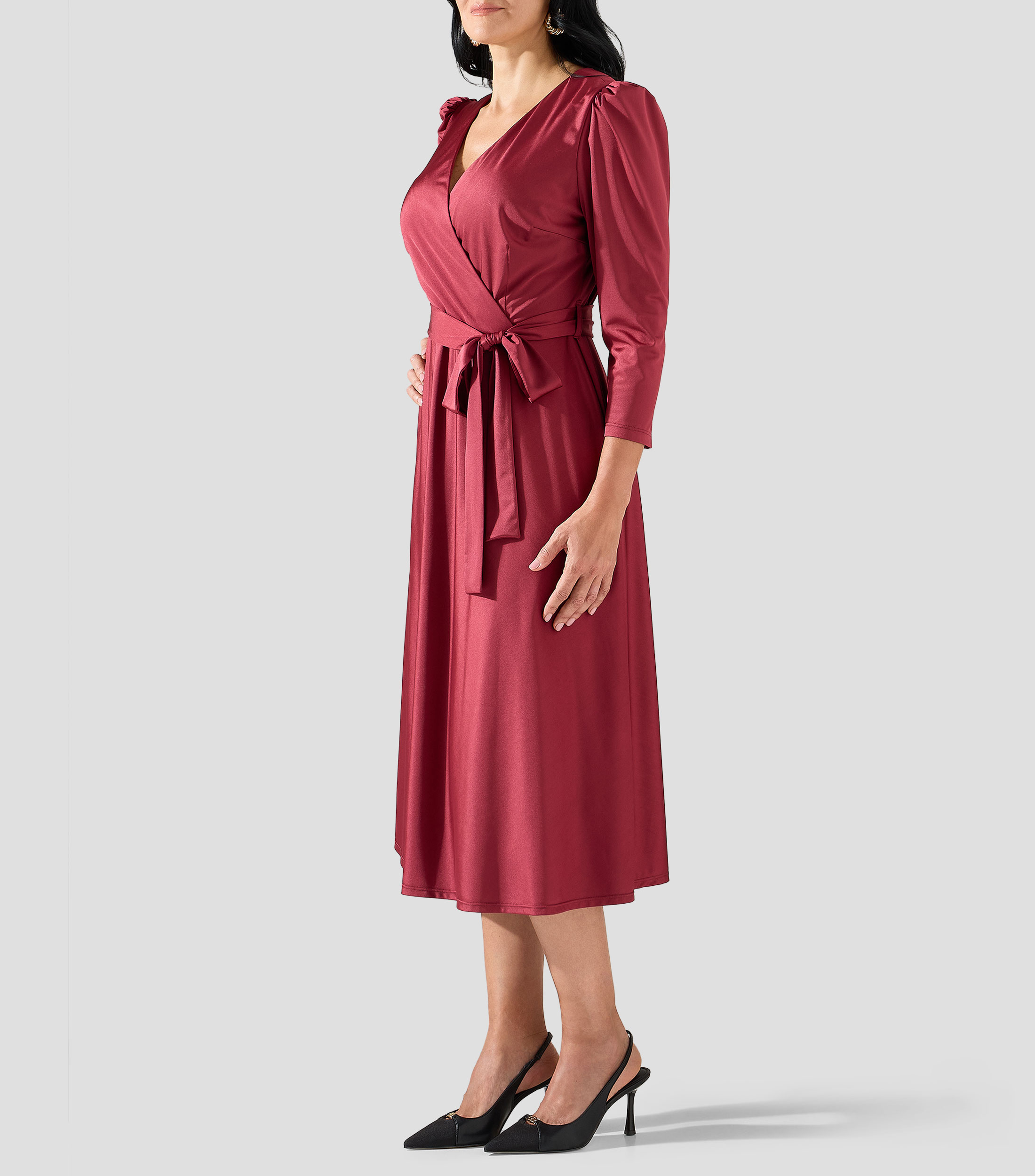 Vestido formal de manga larga liso Mujer